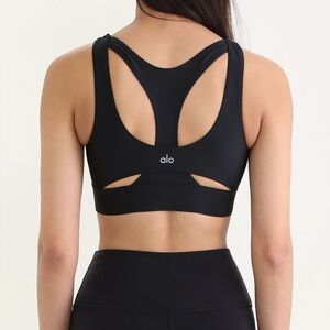 ALO Yoga Black Sports Bra Cut Out Back